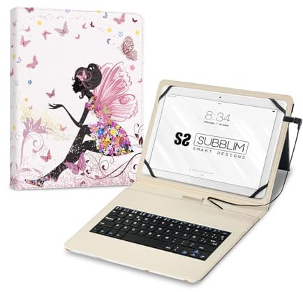 SUBBLIM Funda con Teclado Micro USB USB 11 Hadas Type C Adaptor Cierre Magnético Exclusivo Sistema De Sujeción