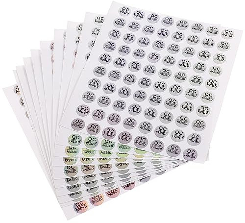 iplusmile 800 Stück QC-Schrittetiketten für Umschläge, Qualitätsprüfung, Aufkleber, rund, Etiketten, Drucker, Tabs, Zertifiziert, selbstklebend, PVC, Tester, 800 Stück