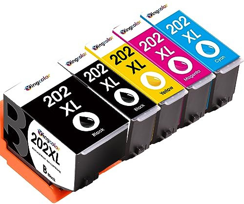 202XL Druckerpatronen Kompatibel mit Epson 202 202XL Patronen Multipack für epson xp 6100 druckerpatronen mit Epson Expression Premium XP-6000 XP-6100 XP-6105 XP6000 XP-6005 XP-6001 (5er-Pack)