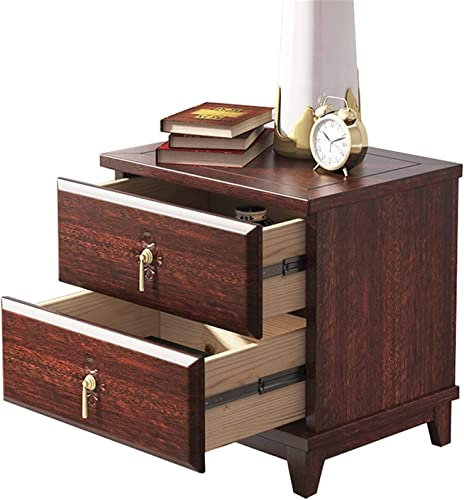 Chinesischer massiver Nachttisch aus Holz, Retro-Nachttisch mit 2 Schubladen für Schlafzimmer, multifunktionaler Nachttisch, Schlafzimmer-Wohnzimmer-Aufbewahrungseinheit 53 x 40 x 52 cm Dignified