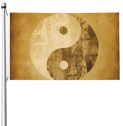 Yin Yang Symbol-Flagge, 90 x 152 cm, lustige Outdoor-Banner, Urlaub, Gartenflagge, Willkommensbanner für Zuhause, Garten, Hof, Rasen, Dekoration, Flaggen, Indoor/Outdoor, doppelseitiger Druck