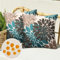 Deko Sofakissen wasserdichte Kissenbezug Frühling Dahlie Braun und Blaugrün Moderne Boho Kissenbezüge Leinen für Wohnzimmer Schlafzimmer Sofa Garten Terrasse Deko, 2er Set, 45 x 45 cm
