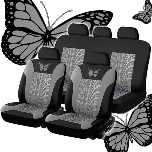 KEAAN 5 Sitzplätze Universal Autositzbezüge Set für Skoda Fabia/Fabia Combi/Fabia Scout PJ NJ 5J 3T4 3T5 6Y 6Y2 6Y5 2000-2023 2024 2025 Sitzbezügesets Komplettset Autositzschoner,Grey