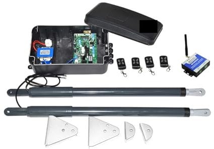 Automatic Sliding Gate Opener, 12VDC 220VAC Swing Gate Motor Telescopic Motorization Kit For Double Leaf Gate Support Back-up Battery Y Solar Powered Security System Kit for Sliding Gate(Kit7 2G versi