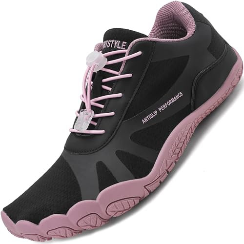 Sixspace Badeschuhe Herren Damen Barfußschuhe Wasserschuhe Strandschuhe Fitnessschuhe Sport Traillaufschuhe BarfussSchuhe Atmungsaktive rutschfeste Aquaschuhe(Schwarz/Rosa,41 EU)