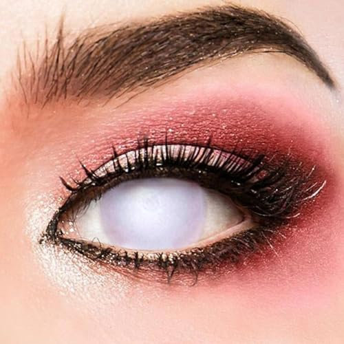 Farbige Weißer Kontaktlinsen Weiß Star Blind-Effekt Ohne Stärke - Stark Deckende Halloween Fasching Crazy Fun Lenses mit gratis Kontaktlinsenbehälter