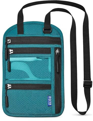 AWAVM Portafoglio da viaggio per passaporto, blocco RFID, impermeabile, per passaporto, portadocumenti, organizer con tracolla regolabile, unisex, Blu, Taglia unica, Moderno