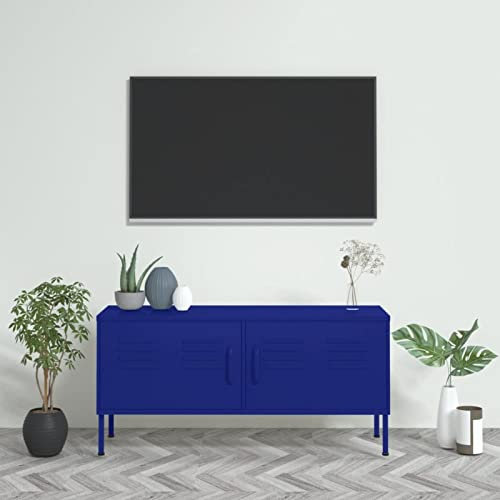 Bulliing TV-Schrank Marineblau 105x35x50 cm TV Sideboard TV Cabinet for Living Room Lowboard Wohnzimmer Fernsehschrank TV MöBel Stahl