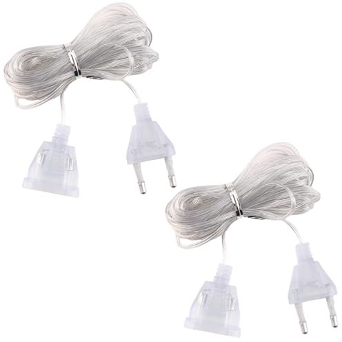 Set di 2 Cavi di Prolunga Elettrica Trasparenti da 5m, Cavo Ultra-Sottile 2 Fili con Spina, per Apparecchiature a Basso Consumo Energetico e Illuminazione Decorativa