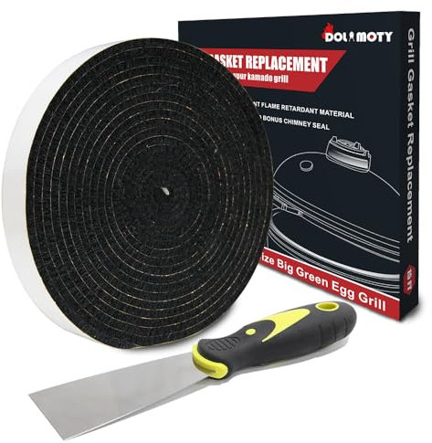 DOLAMOTY Dichtungsersatz für Big Green Egg Large/XL mit Schaber, Dichtung für Big Green Egg Zubehör, Hochtemperaturmaterial, selbstklebend, 4,5 m lang, 2,2 cm breit