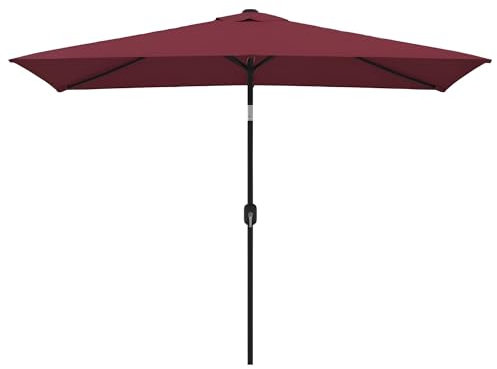 Primal Internet GmbH Premium Sonnenschirm 300 cm rechteckig mit Kurbel | Sonnenschirm mit Ständer & Fuß aus Metall in Rot oder Schwarz (Rot)