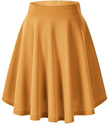 Damen Elegante Elastische Taille Ausgestellte A-Linie Midi Rock Basic Uniform Plissee Skater Röcke