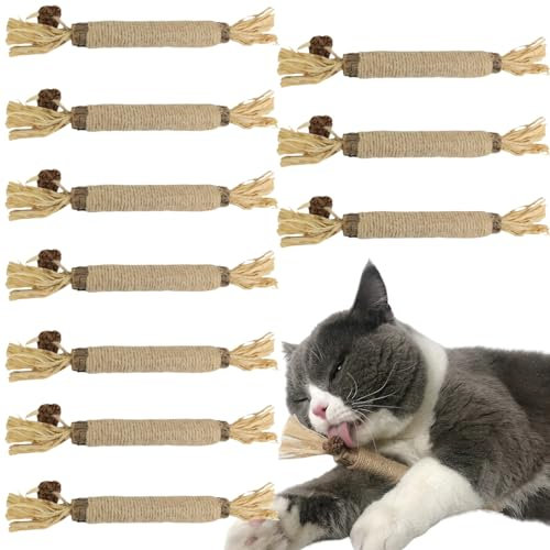 ZDL Bastoncini Erba Gatta per Gatti,10Pc Bastoncini Erba Gatta Naturale,Matatabi per Gatti Giochi da Masticare,Bastoncini per Gatti Denti,Bastoncini Erba Gatta,Bastoncini Erba Gatta Gatto