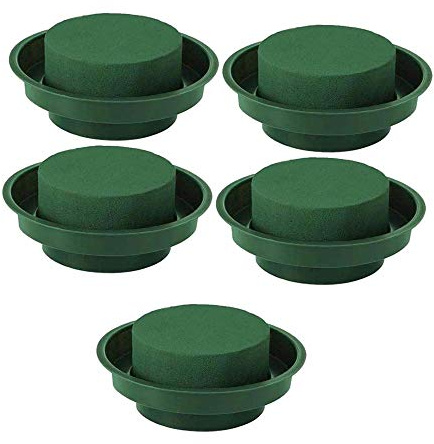 Wisboey 5 Pack DIY Flower Arrangement Kit Green Round Wet Floral Foam with Bowl, Wedding Aisle Flowers, Decoration