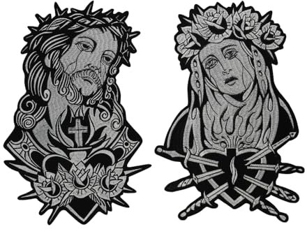 EMDOMO Mythische Männer und Frauen Bügelbild Stickerei Applikation für DIY Applikation für Jacke Jeans Zubehör Mythische Figuren Abzeichen (C-Mix 2 Stück)