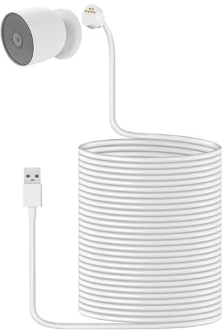 34ft/10.4m USB Charging Cable, Thicker Six Pin Charging Cable, More Stable Power Supply, Compatible with Google Nest Cam (Battery Version) (34ft/10.4m)