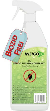 NEU Biozidfreie Stinkwanzen Abwehr 1 Liter – Wanzenbekämpfung – Effektives Mittel für Wanzen im Haus – Wanzen-Abwehr Spray – Bettwanzen Lösung von INSIGO