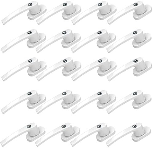 BASI | 20er Set Fenstergriff abschließbar | Gleichschließend | Farbe Weiß | Aluminium | Kindersicherung | Stiftlänge 35 mm | Griff für Fenster Terassentür | 20 Stück | 40 Schlüssel