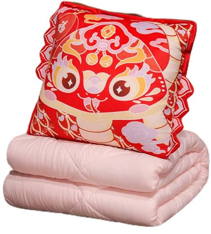 Hixingo Couverture et Oreiller de Voyage 2 en 1, Couverture et Coussin de Voyage Multifonctional Doux et Chaud Plaids Couverture Hiver pour Canapé TV, Bureau, Sieste, Literie (Serpent-Rouge,40*40cm)