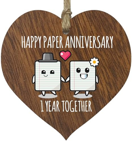 Plaque en Bois foncé pour 1er Anniversaire de Mariage - Cadeau pour Mari et Femme - 1 an Ensemble - Cadeau Souvenir