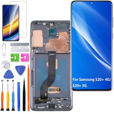 HLYGZX Écran pour Samsung Galaxy S20+ 4G/S20+ 5G TFT G985 G985F G986F Écran LCD de Rechange Assemblée réparation Kit (Noir avec Cadre,Pas d'empreintes digitales)