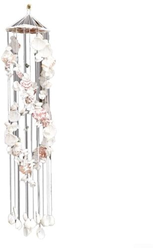 Schönes Windspiel im mediterranen Stil mit natürlichen Muscheln, Symbol des Glücks für Ihre Familie (weiß)