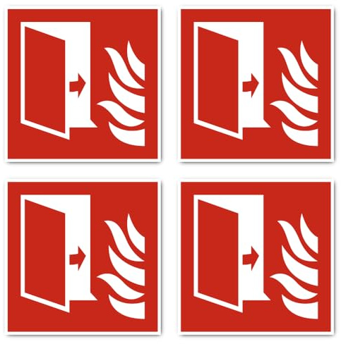 Brandschutztür Brandschutzzeichen: F007 - DIN EN ISO 7010 / ASR A1.3 - Aufkleber: 15 cm, 4 Stück