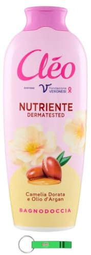 8x Cleo Bagnodoccia Duschgel mit Kamelien- und Argan - Weiche, Glatte und Samtige Haut - Körperreiniger 750ml + Beni Culinari Kostenloser Schlüsselanhänger