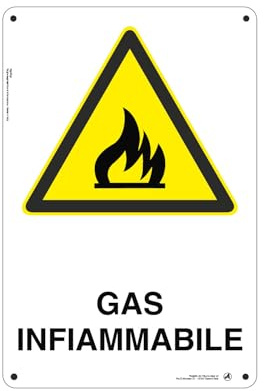 Cartello Segnaletico Att. Gas infiammabile Alluminio Premium 20x30 cm – Made in Italy, Resistente Esterno, Stampa HD, Installazione Facile, Conforme Normative