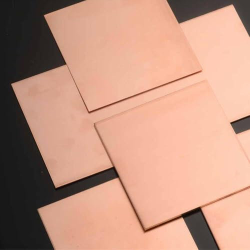 LanMaiXun 8 piezas 0.5mm×20mm×20mm Hoja de cobre T2, placa de cobre delgada