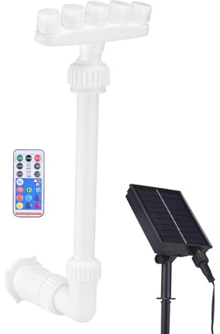 Solarpool -Brunnen, Solar -Pool -Brunnen Solarpool Wasserfall mit 6 Lichteffekten 11 Einzelfarbenmodi Timergeschwindigkeit 360 ° Einstellbarer Kopf für Obere Eingrenzenpools