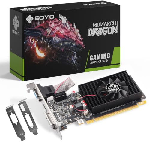 SOYO Geforce GT610 Low Profile Grafikkarte, 2 GB DDR3 128 Bit Grafikkarte mit HDMI VGA DVI PCI Express x 16 3.0 Single Fan Cooling Computer GPU