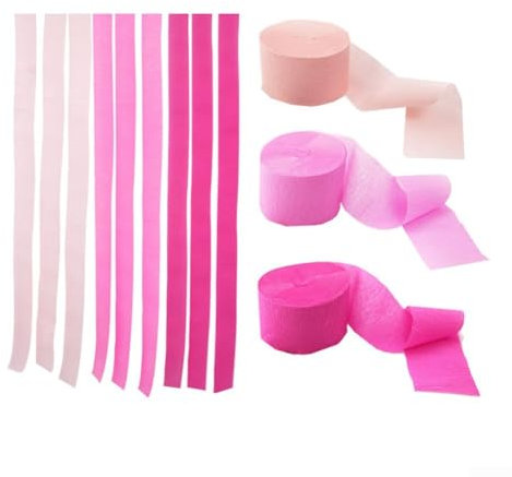 Crea festividades con un rollo de papel crepé de 22 m para fiestas y eventos (rosa)