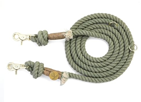 Jungle Mist handgefertigte Hundeleine für Hunde, süße Hundeleine, geflochtene Hundeleine, Baumwolle, freihändige Leine, 2,1 m