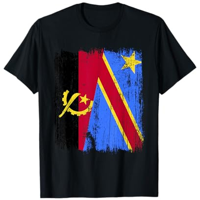 Angola Kongo Halbe Flagge Angolan Kongo Trikot T-Shirt