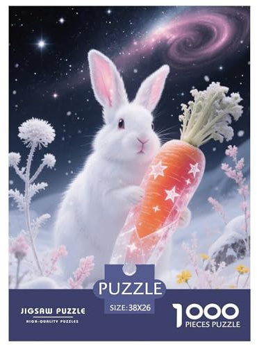 1000 Teile Snow Hase Puzzle Für Erwachsene Und Kinder Entspannung Spiel Schneehase Karotte Puzzle Aus Karton Wohndekoration Einzigartiges Geschenk 38x26cm/1000pcs