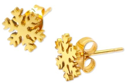Schneeflocken Ohrstecker Damen Gold Edelstahl Weihnachten Ohrringe | Für Damen & Mädchen, Ideal als Kleines Geschenk für die Weihnachtszeit, Leicht, Festliches Design, Mit Geschenkbox