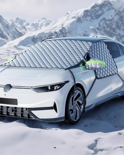 Frontscheibenabdeckung Scheibenabdeckung Auto, Frontscheibenabdeckung Auto Magnetisch, Universal Frostabdeckung für SUV & LKW Auto Groß Oder Klein, 3-Fenster-Frontscheibenabdeckung mit Rundumschutz