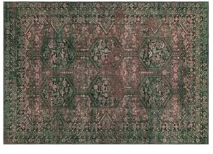 Loberon Teppich Incantaro - Hochwertiger Druck im Aztekenmuster - Weiche Haptik - Ethno-Chic - 140x200 cm - Wohntextilien - Wohnaccessoires - Baumwolle, grün