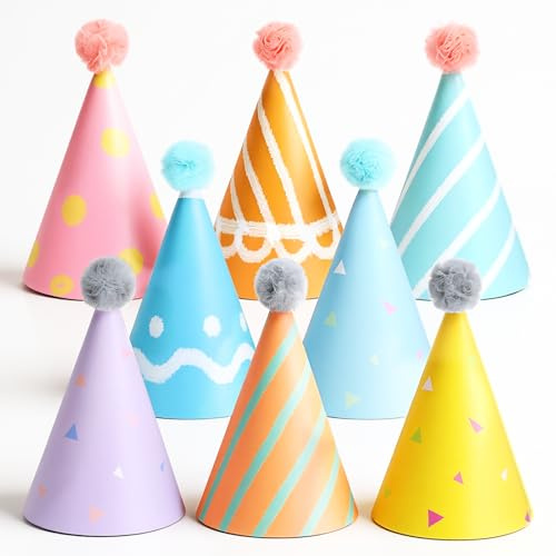 Aysatogc 8 Stück Partyhüte Set Mini Partyhüte für Kuscheltiere Partyhut | Geburtstag Set Party Hüte für Erwachsenenfeiern Party Hüte Kuscheltiere