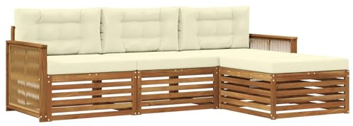 vidaXL Outdoor-Sofagarnitur Natur und Creme 249 x 162,5 x 73 cm, Garten Sofa, modernes Lounge Set, entspanntes Terrassenmöbel für chillige Stunden, bequem und stylisch