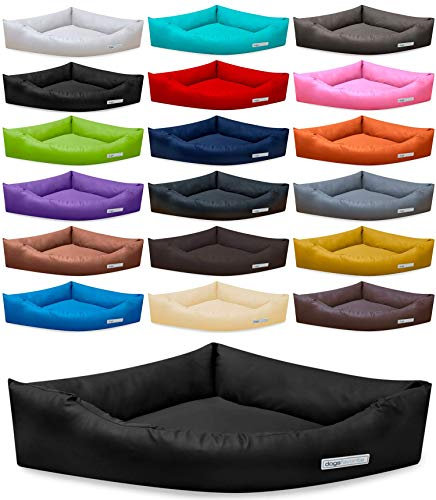 dogsfavorite Hundebett Dogs Corner aus Kunstleder M 80 x 80cm schwarz Hundekissen Hundesofa Hundebetten