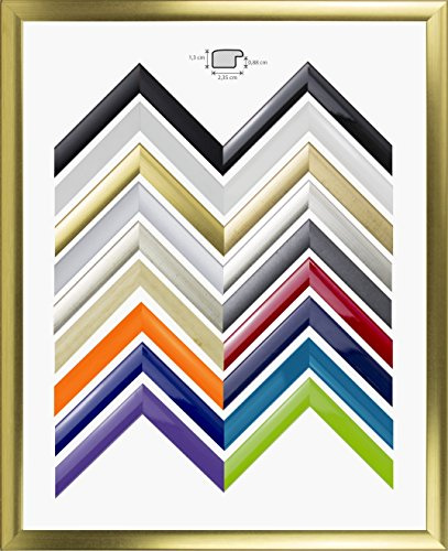 Ottavia Bilderrahmen 43 x 60 cm Massivholz rund elegant edel 60x43 cm Farbauswahl Gold antik mit Kunststoffglas Antireflex
