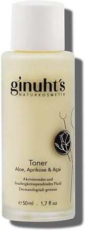 ginuht´s NATURKOSMETIK Gesichtstoner 100% Bio regenerierend & hautstraffend | Toner für alle Hauttypen | Aktivierendes Fluid mit Aloe Vera, Aprikose & Açai (50ml)