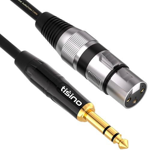 Tisino Cable XLR Hembra a Jack, Cable XLR a 6,35 mm TRS Estéreo Balanceado Para Mixer, Micrófono, Altavoz, Amplificador, Equipo de Sonido- 1M