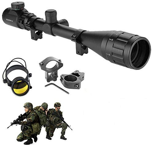 HENGMEI Zielfernrohr Gewehrzielfernrohre mit Montage Rote und grüne Punkt Visier Luftgewehr Rifle Scopefür Jagd und Sport (6-24x50AOEG-11mm Montagen)