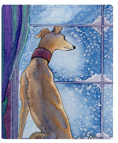 YISUMEI Decke Windhund, der Schnee Fall aufpasst Kuscheldecken Weich Flanell Fleecedecke Bettüberwurf(75x100cm)