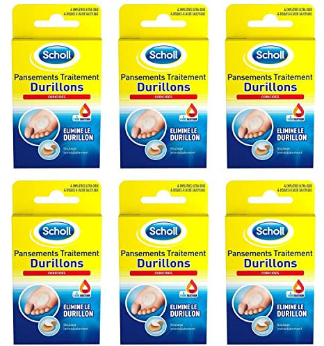 SCHOLL Lot de 6 Packs de 4 Pansements Coricides Durillons