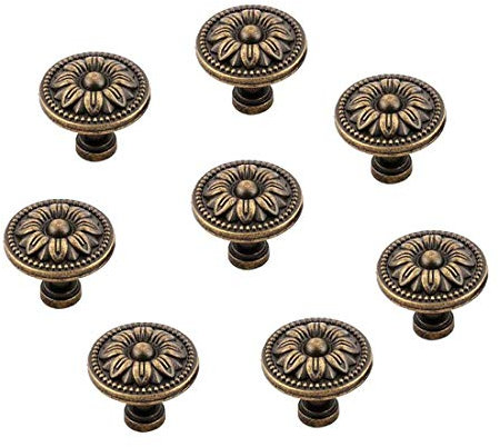 bnafes Türknauf aus Metall, Blumenform, für Schrank, Schublade, Bronzefarben, 8 Stück