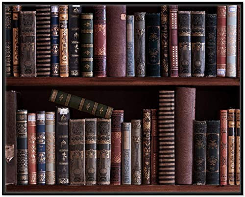 Wallario Wandbild - Bücherregal mit Alten Büchern in Premiumqualität, Poster mit schwarzem Rahmen, Größe: 40 x 50 cm